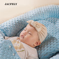 JACFELY Anti-Roll Cushion for Babies, Blue Minky Dot Plush Floor Lounger Pad for Supervised Play and Rest