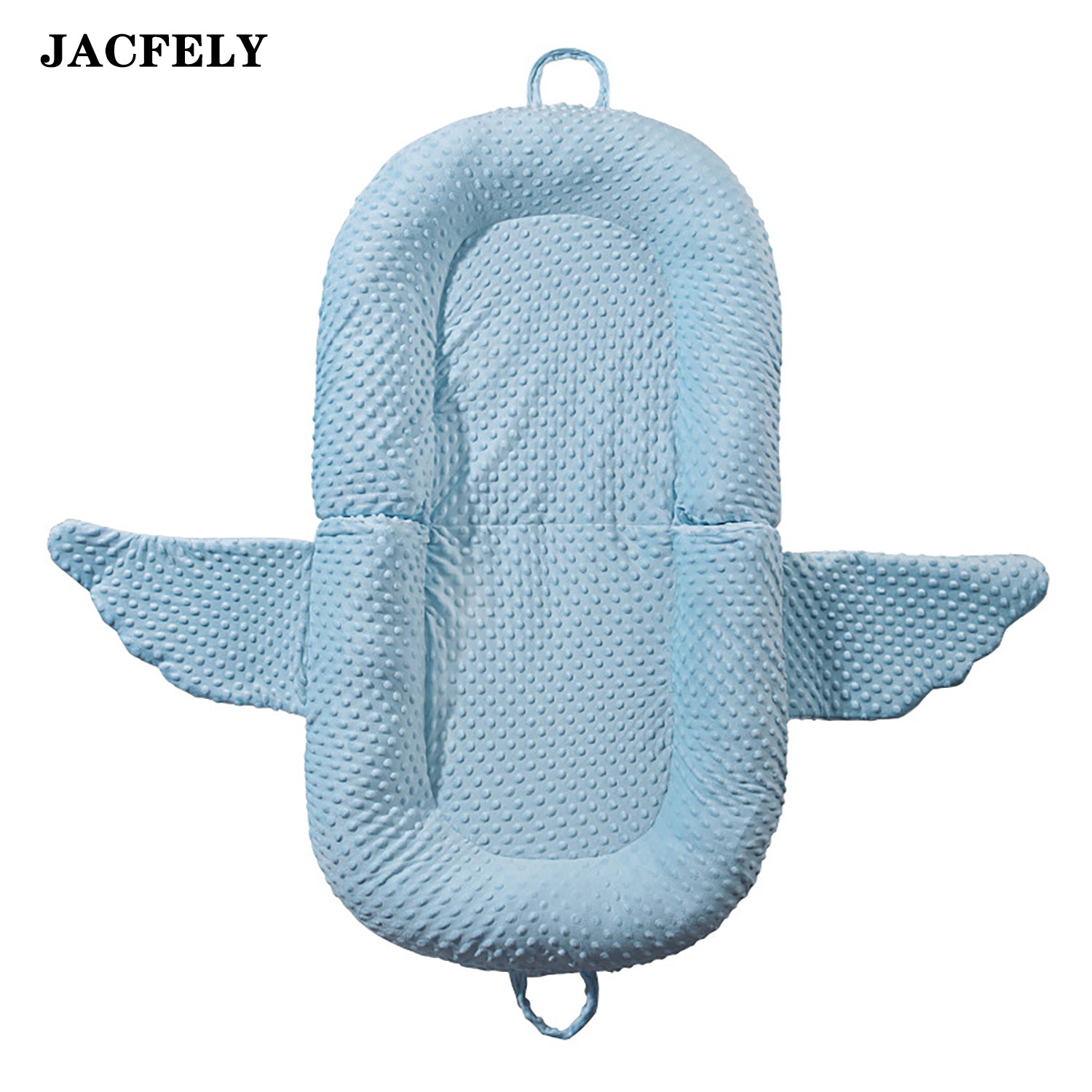 JACFELY Anti-Roll Cushion for Babies, Blue Minky Dot Plush Floor Lounger Pad for Supervised Play and Rest