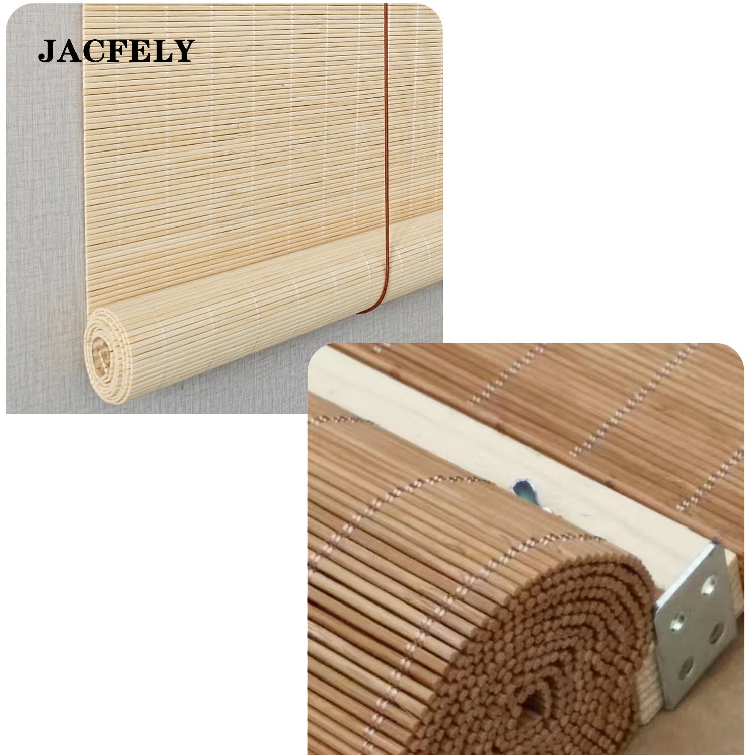 JACFELY Natural Bamboo Roll-Up Curtain, Vintage Decorative Window Blind, Doorway Curtain and Room Divider for Home Decor