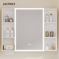 JACFELY Smart LED Bathroom Mirror Cabinet, Seamless Aluminum Wall-Mounted  Cabinet with Anti-Fog Touch Control and Storage Shelves