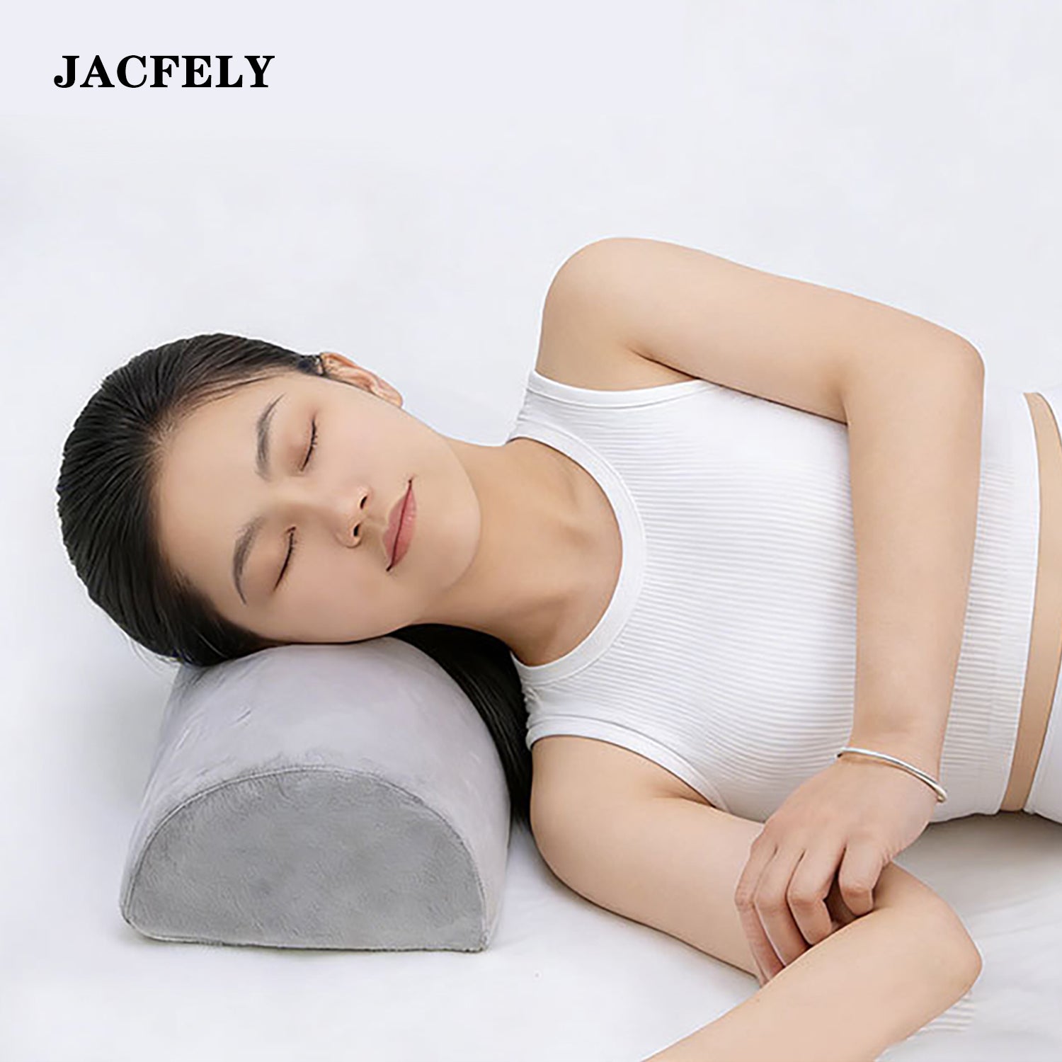 JACFELY Neck-supporting Pillow, Cervical Neck Roll Pillow, Half Round Neck Traction Pillow