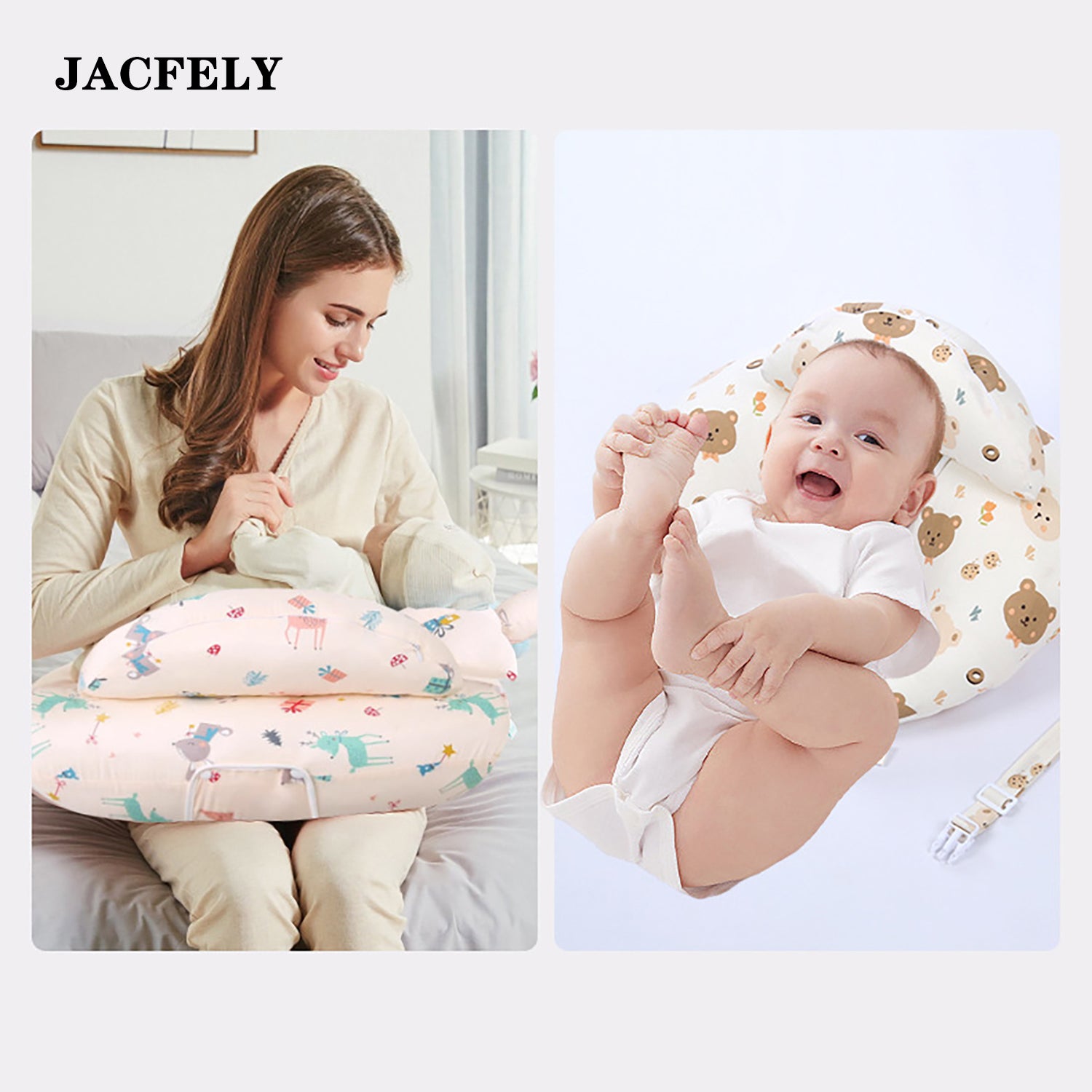 JACFELY Nursing Pillow, Feeding Support Pillow for Breastfeeding and Bottle Feeding, Soft Infant Support Cushion