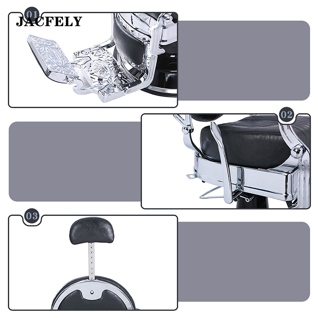 JACFELY Vintage Barber Chair, Heavy Duty Hydraulic Salon Chair with 360° Swivel, Adjustable Height, Headrest and Footrest