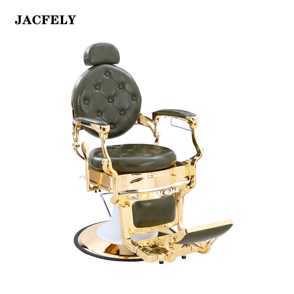 JACFELY Vintage Barber Chair, Heavy Duty Hydraulic Salon Chair with 360° Swivel, Adjustable Height, Headrest and Footrest