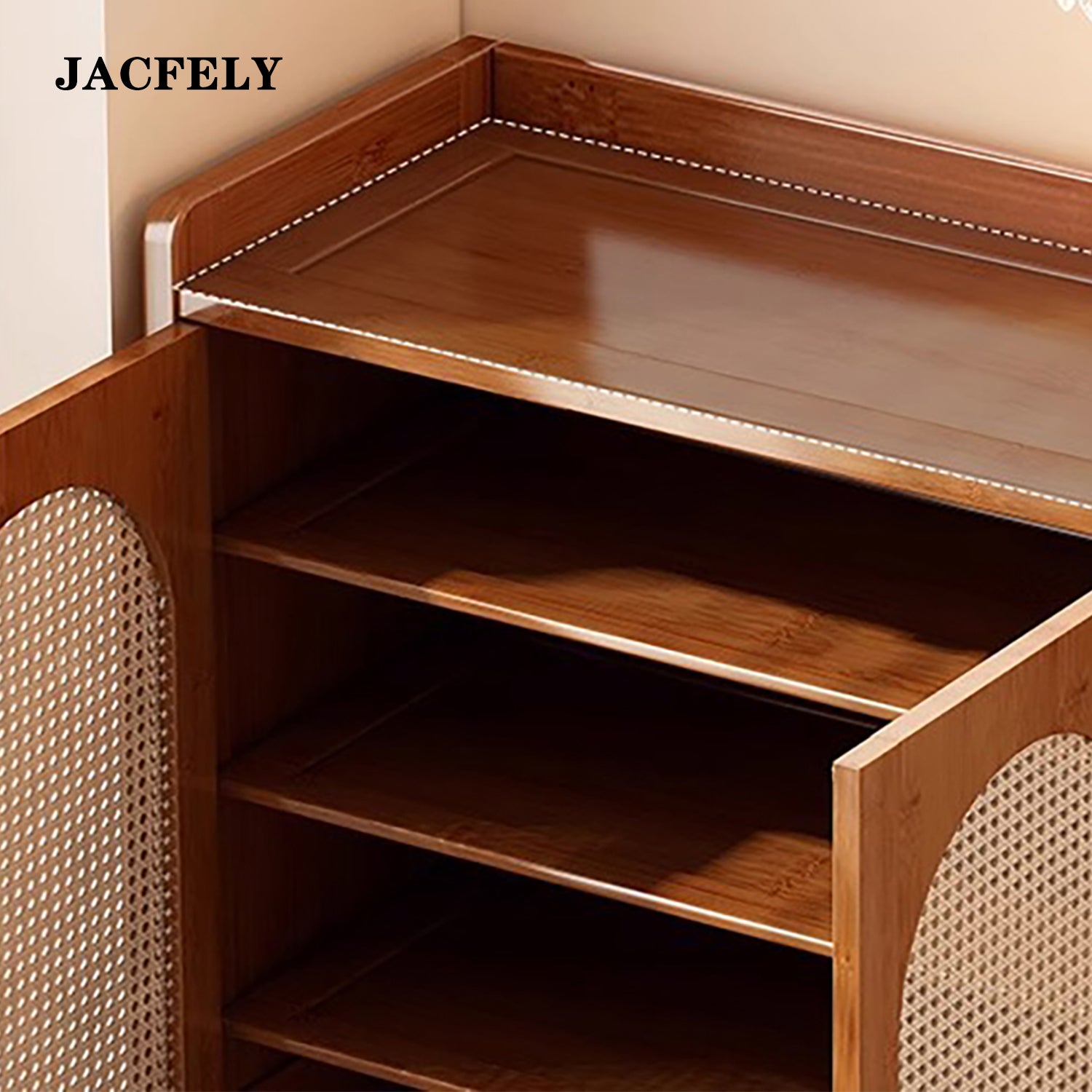 JACFELY Shoe Cabinet, Narrow Freestanding Shoe Storage Cabinet, Multi-Tier Entryway Shoe Organizer with Ventilated Doors