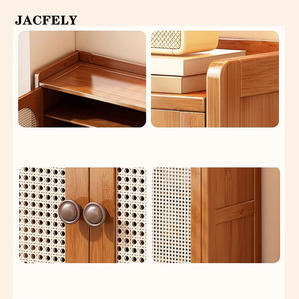 JACFELY Shoe Cabinet, Narrow Freestanding Shoe Storage Cabinet, Multi-Tier Entryway Shoe Organizer with Ventilated Doors