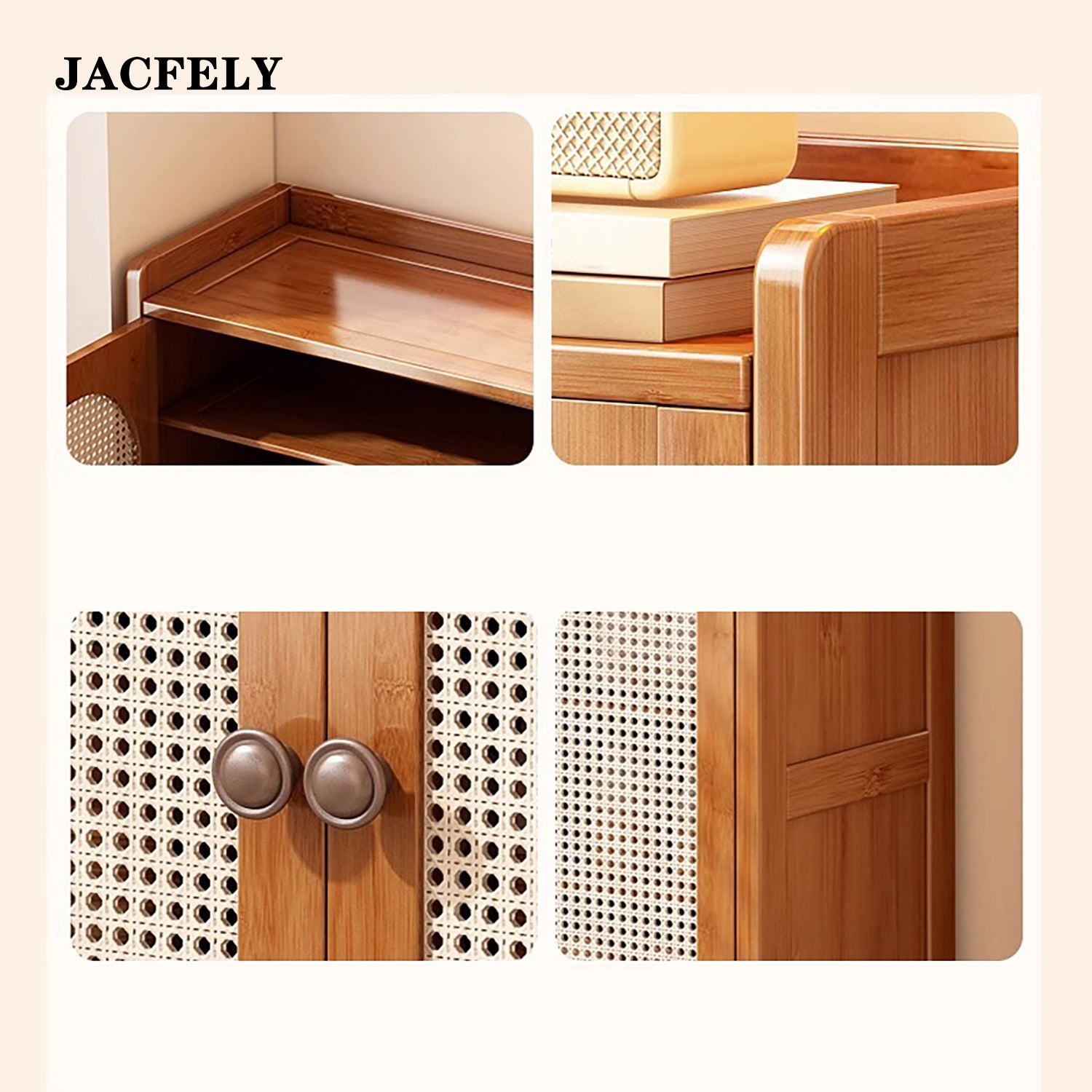JACFELY Shoe Cabinet, Narrow Freestanding Shoe Storage Cabinet, Multi-Tier Entryway Shoe Organizer with Ventilated Doors