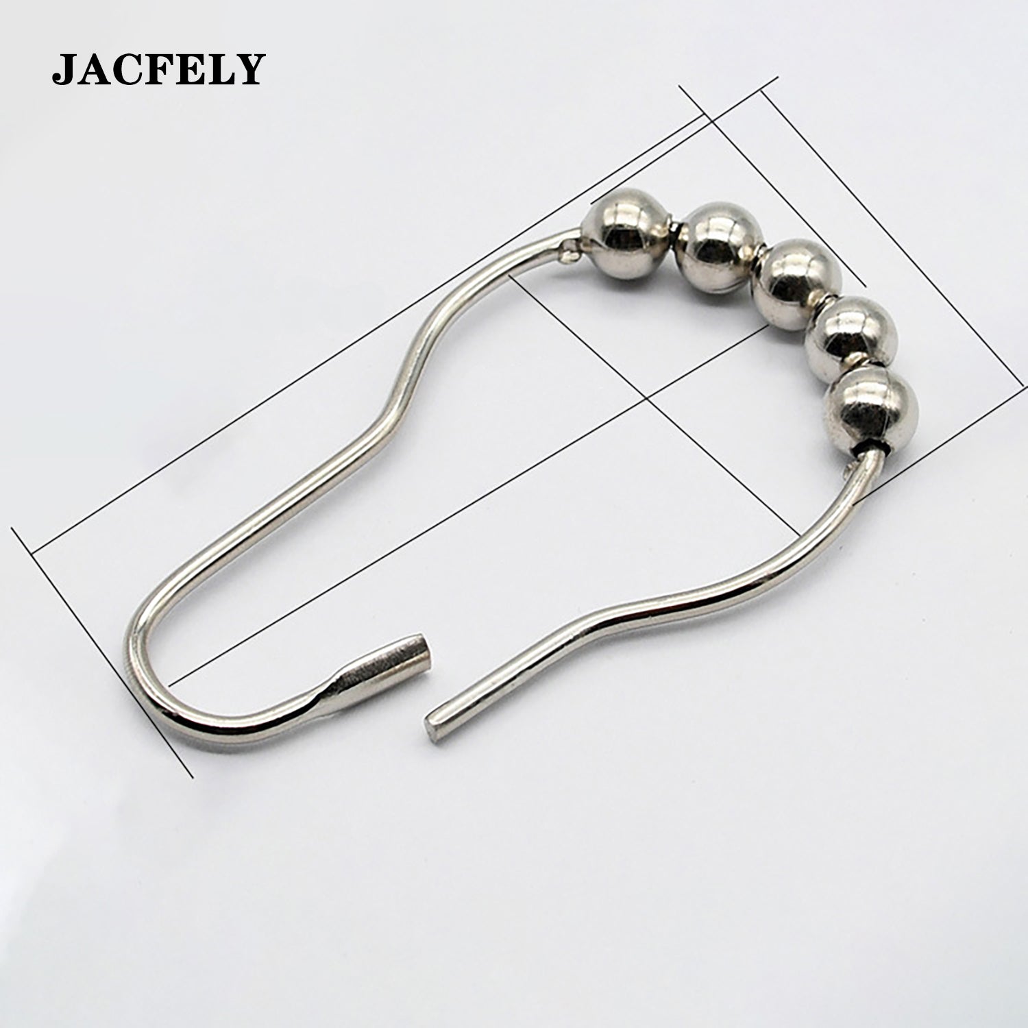 JACFELY Shower Curtain Rings 12 Pack, Stainless Steel 5-Roller Ball Shower Curtain Rings, Rust-Resistant Smooth Glide Rings