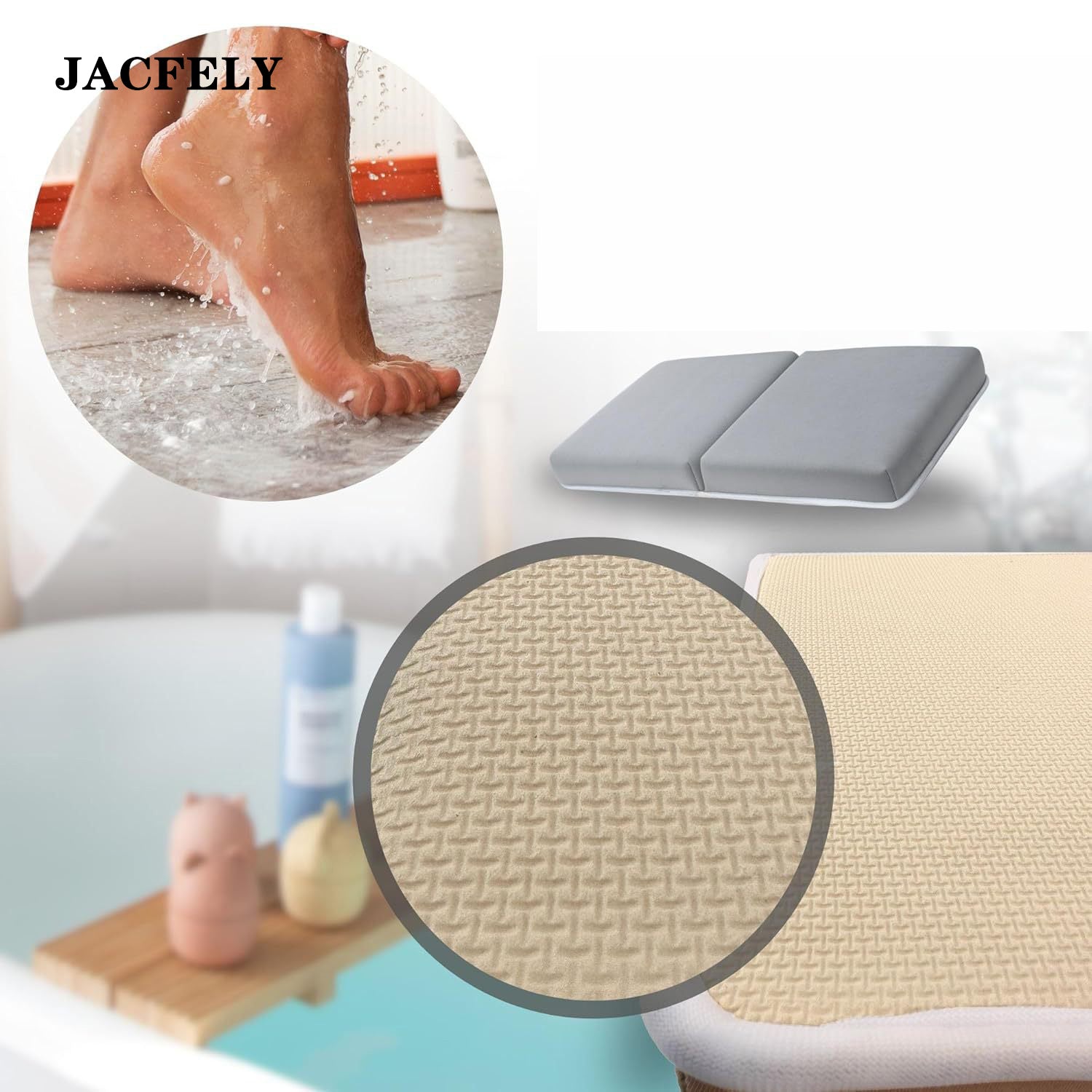 JACFELY Thick Baby Bath Kneeler Pad, Non-Slip Neoprene Knee Cushion for Bathing Baby, Bathroom Kneeling Mat