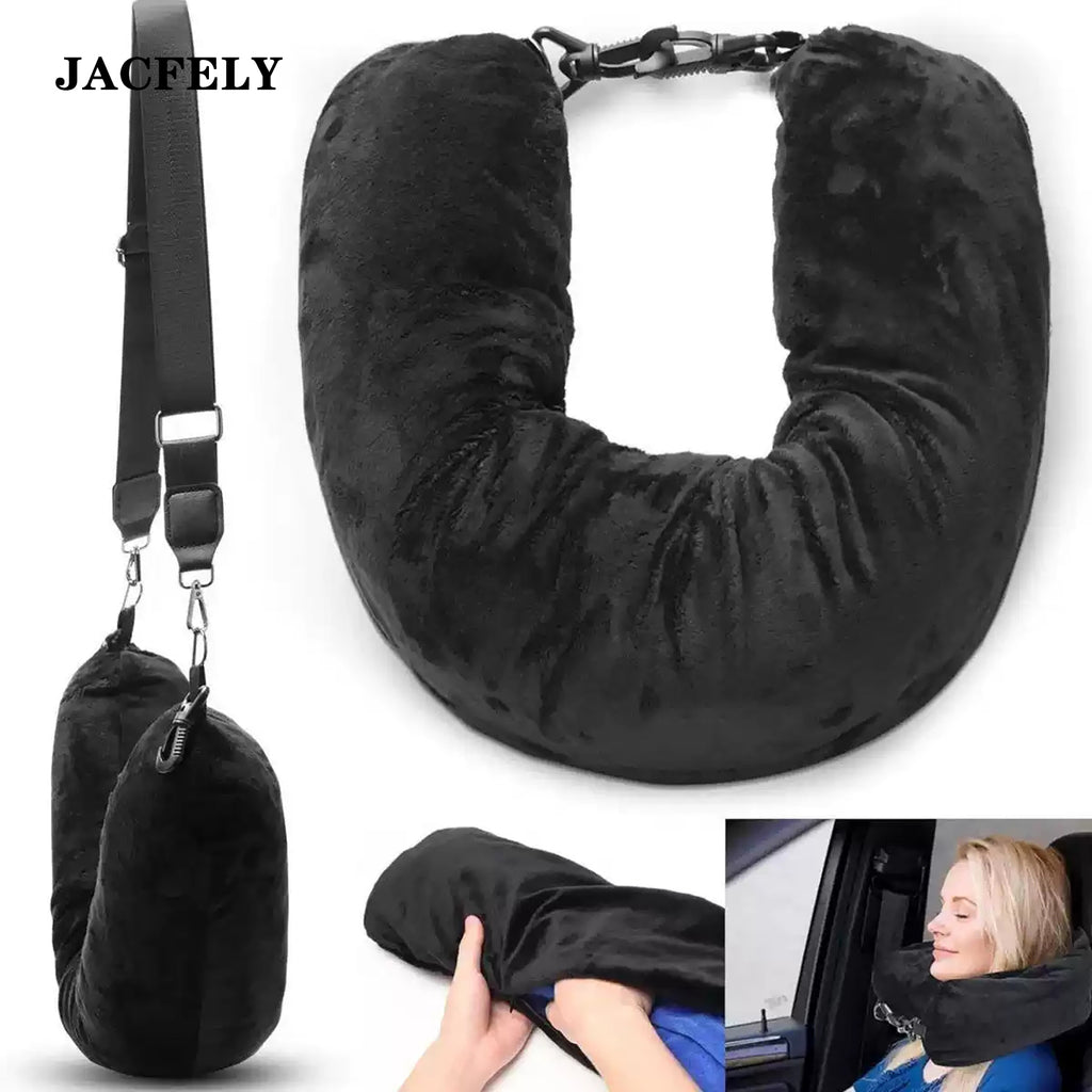 JACFELY Stuffable Travel Pillow, U-Shaped Neck Pillowcase Fillable with Clothes, Soft Plush Travel Pillow Cover