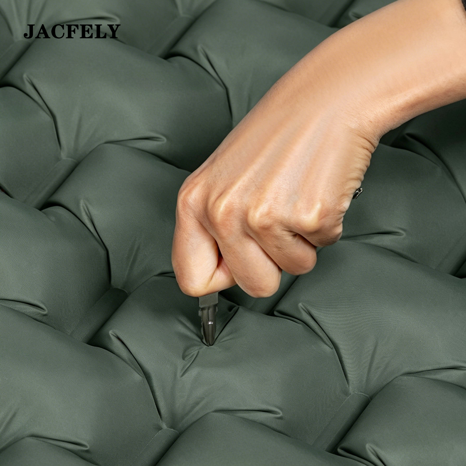 JACFELY Inflatable Sleeping Pad, Camping Sleeping Mat with Built-in Foot Pump, Thick Bread texture Air Mattress