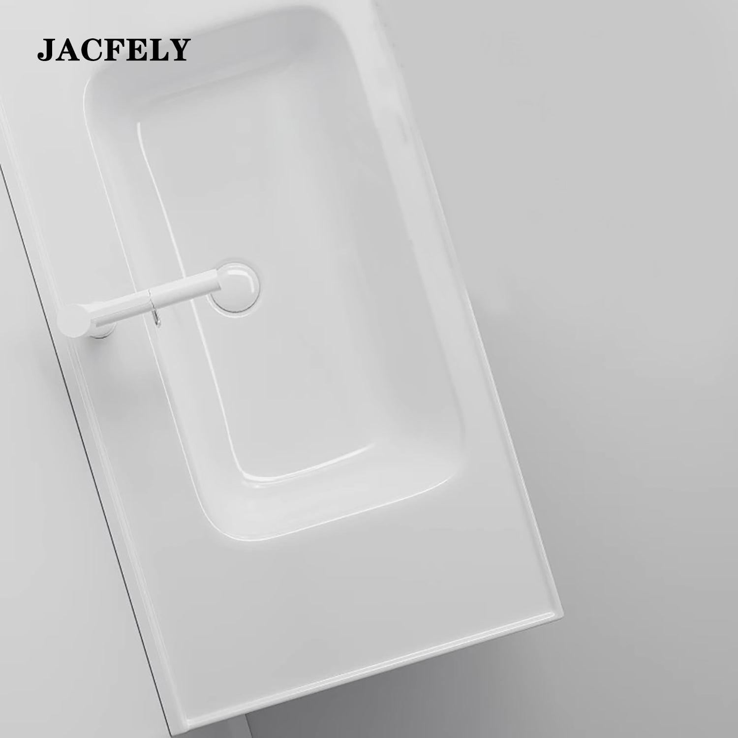 JACFELY Ceramic Bathroom Vanity Sink Top, Integrated Single Sink Basin