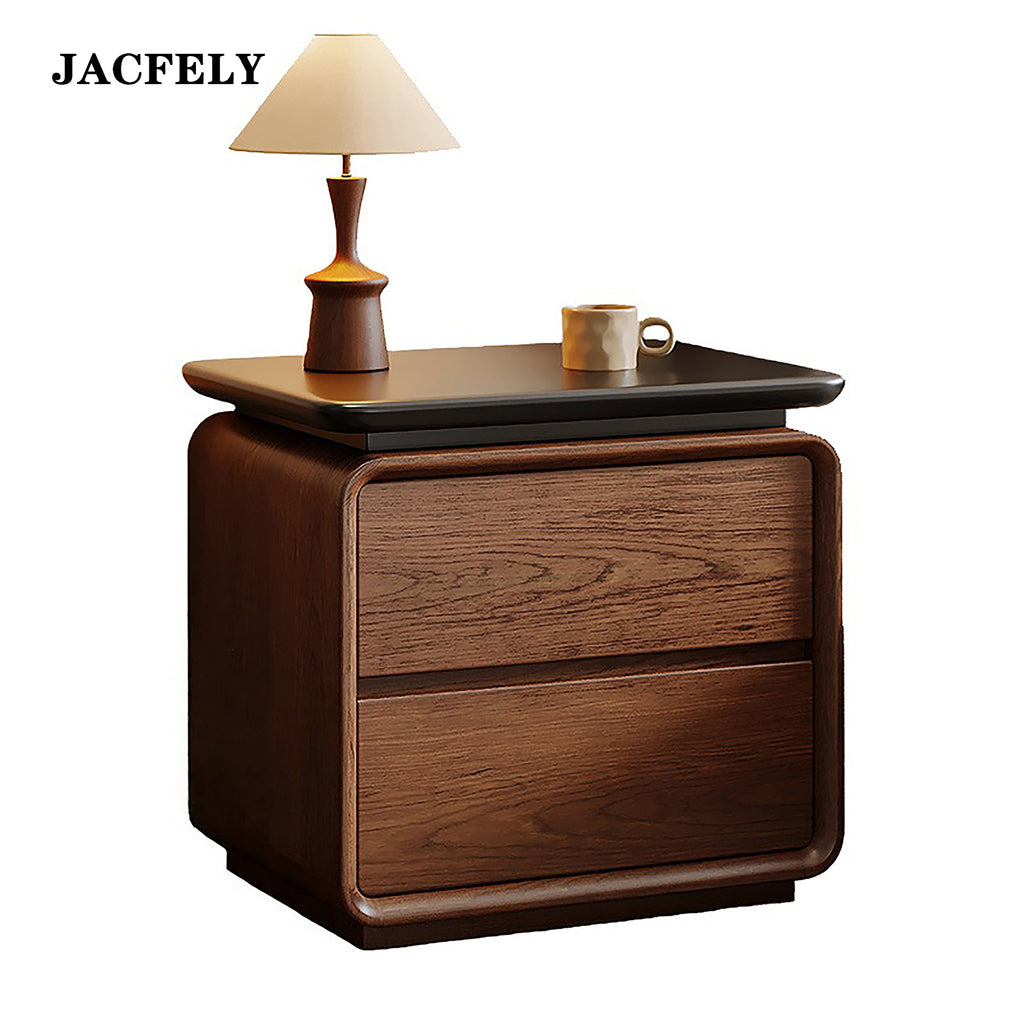 JACFELY Solid Wood Nightstand, Modern Minimalist Bedside Storage Cabinet for Bedroom