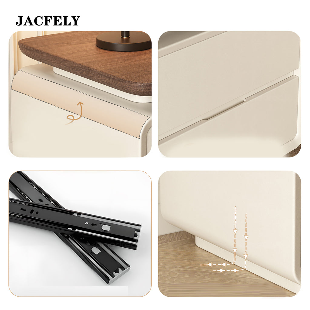 JACFELY Solid Wood Nightstand, Modern Minimalist Bedside Storage Cabinet for Bedroom