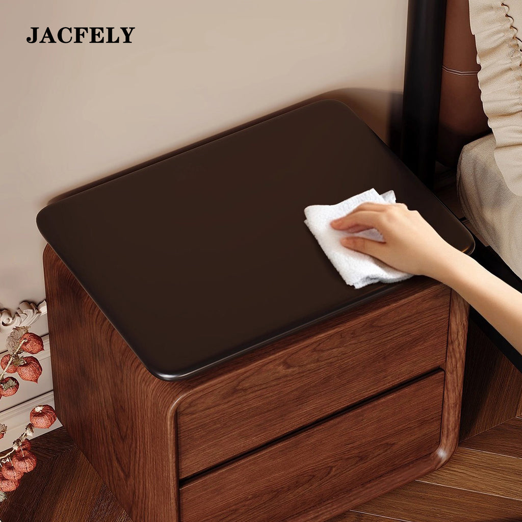 JACFELY Solid Wood Nightstand, Modern Minimalist Bedside Storage Cabinet for Bedroom