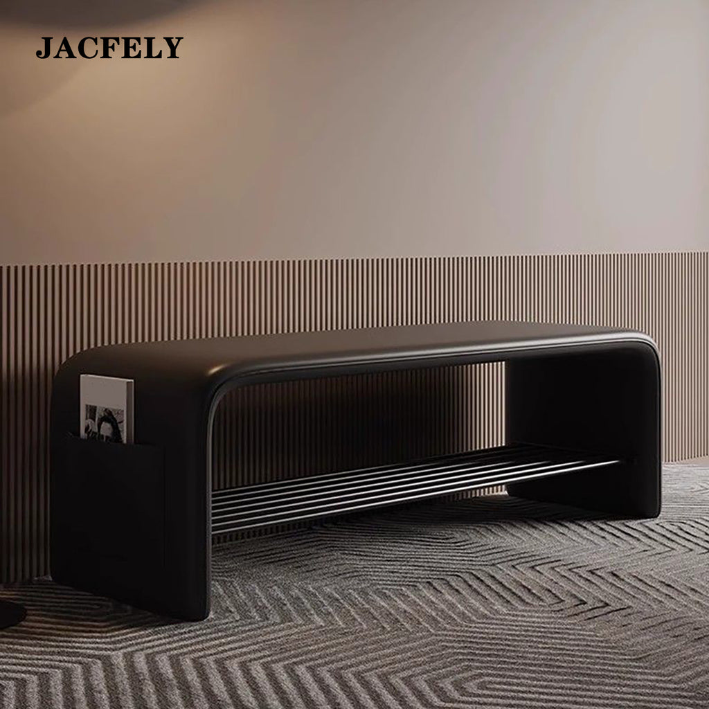 JACFELY Modern Upholstered Entryway Bench, Padded Shoe Bench
