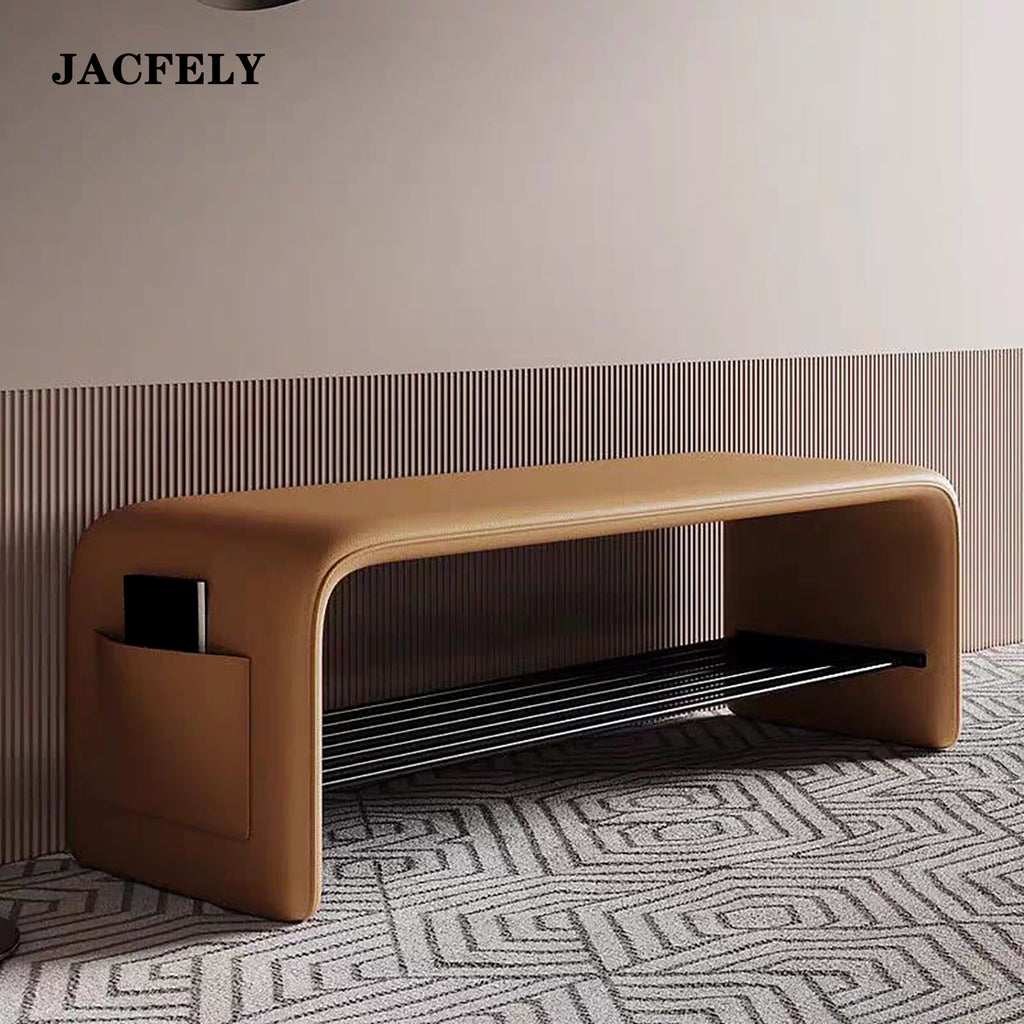 JACFELY Modern Upholstered Entryway Bench, Padded Shoe Bench