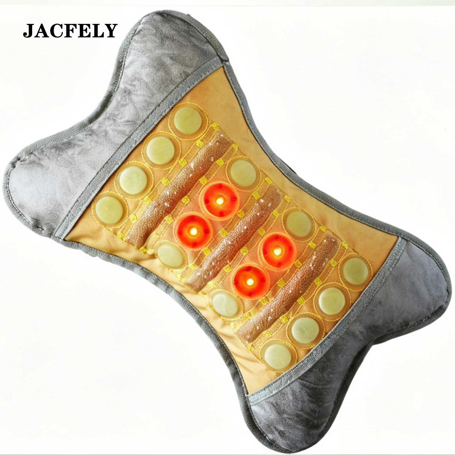 JACFELY Heated Cervical Pillow, Jade Stone Neck Support Pillow with Photon Energy and Negative Ion Balls