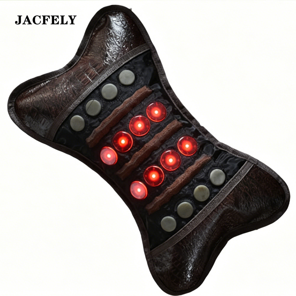 JACFELY Heated Cervical Pillow, Jade Stone Neck Support Pillow with Photon Energy and Negative Ion Balls