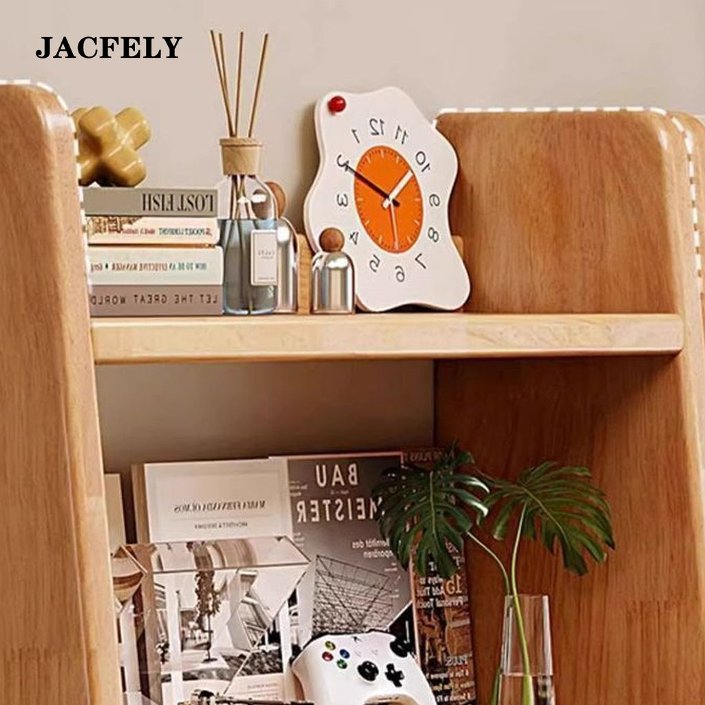 JACFELY Solid Wood Ladder Bookshelf, Freestanding 5-Tier Storage Shelf, Leaning Wall Bookcase