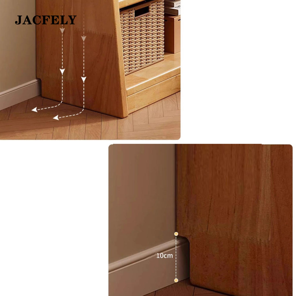 JACFELY Solid Wood Ladder Bookshelf, Freestanding 5-Tier Storage Shelf, Leaning Wall Bookcase