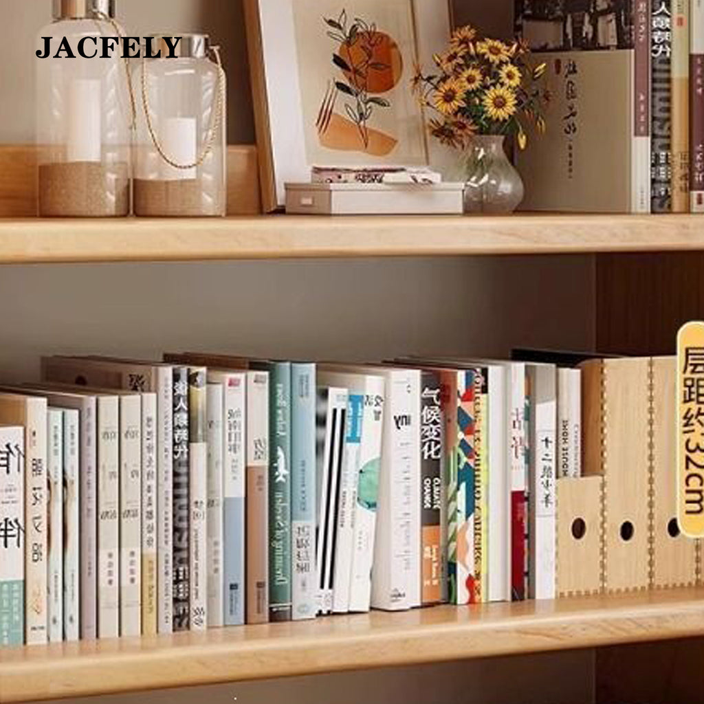 JACFELY Solid Wood Ladder Bookshelf, Freestanding 5-Tier Storage Shelf, Leaning Wall Bookcase