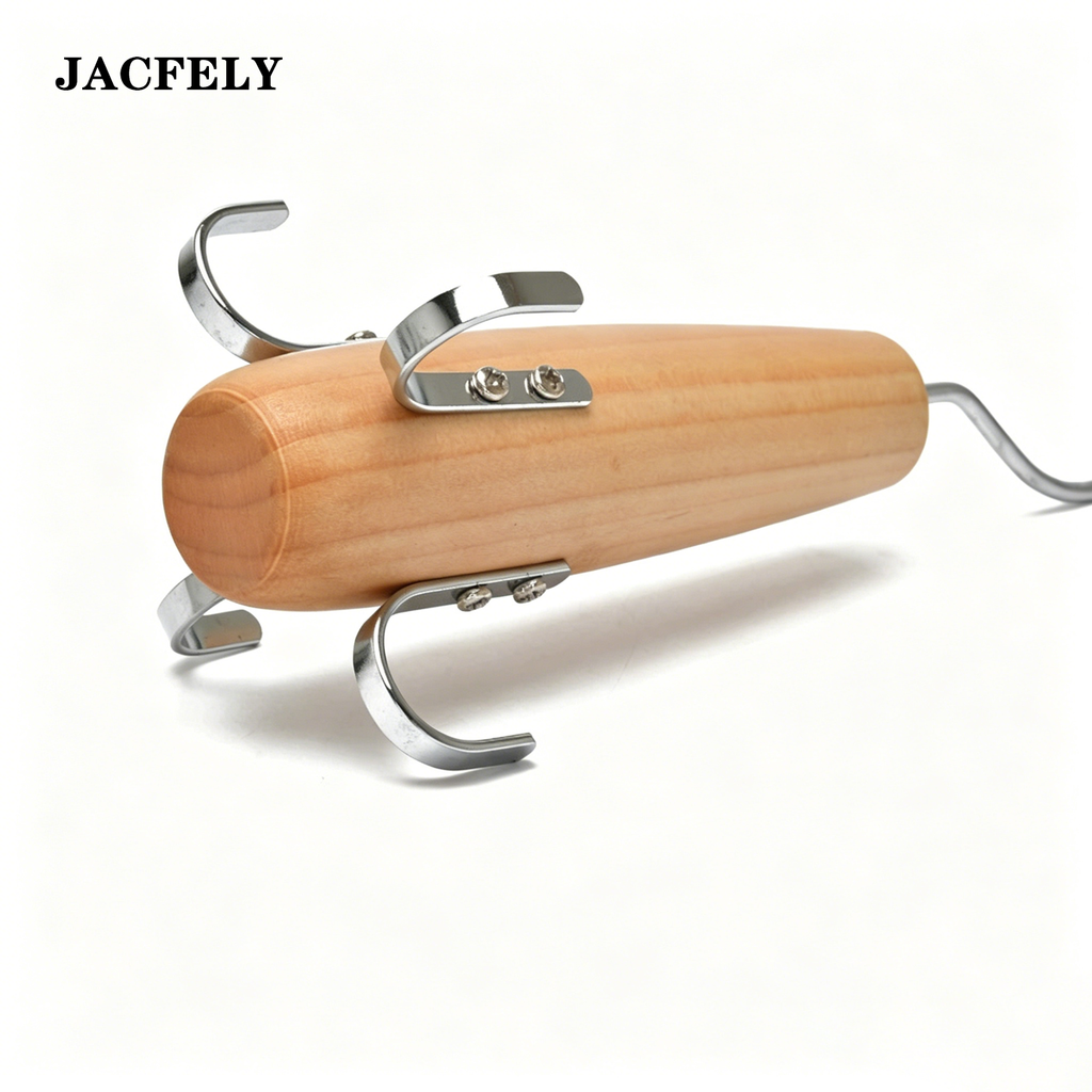 JACFELY Wooden Belt Hanger, Multi-Purpose Closet Storage Rack with Hooks