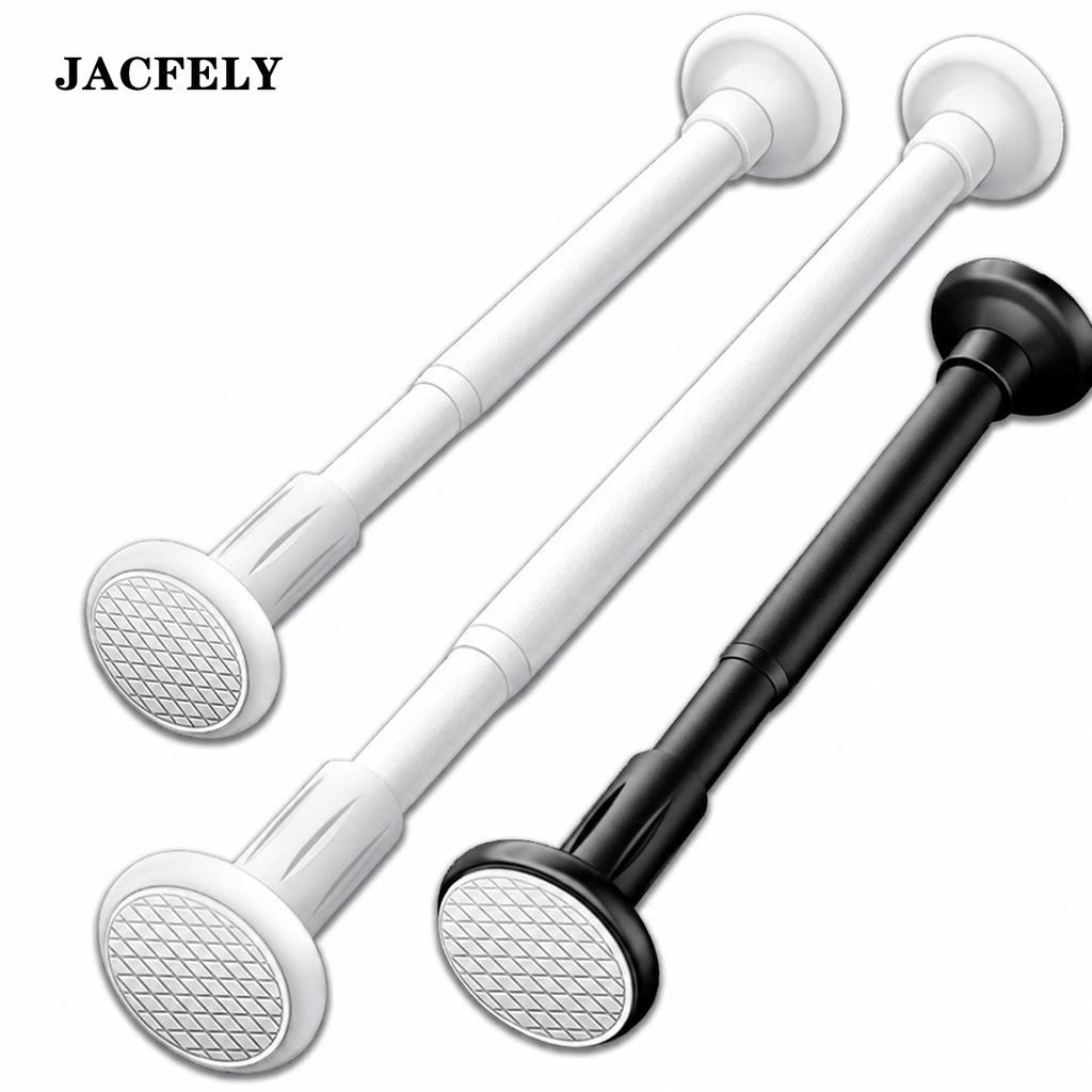 JACFELY No-Drill Adjustable Closet Rod, Telescopic Clothes Hanging Rod for Wardrobe and Closet Storage