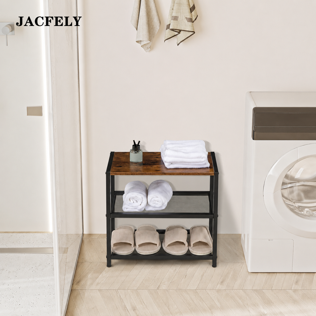 JACFELY 3-Tier Metal Shoe Rack Organizer, Shoe Storage Shelf