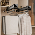 JACFELY Pull-Out Sliding Clothes Hanger Rack, Damping Slide Rail Closet Rod for Wardrobe Storage