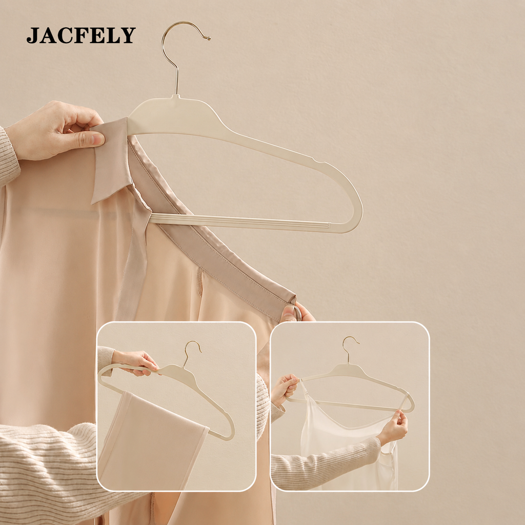 JACFELY 10-Pack Rubber Coated Clothes Hangers, Slim Non-Slip