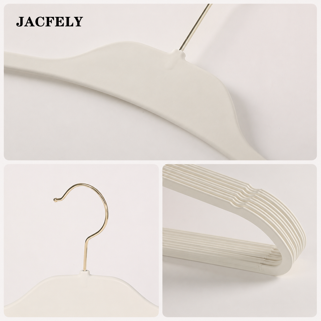 JACFELY 10-Pack Rubber Coated Clothes Hangers, Slim Non-Slip