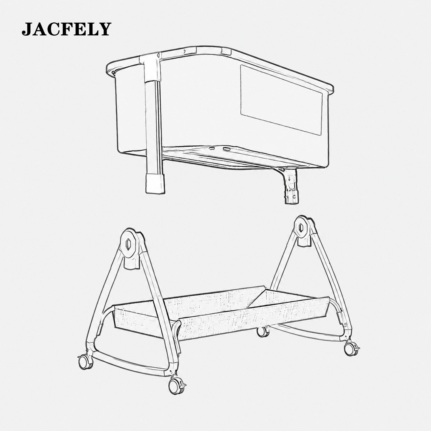 JACFELY Portable Baby Bassinet, Cots for Babies with Foldable Frame and Wheels