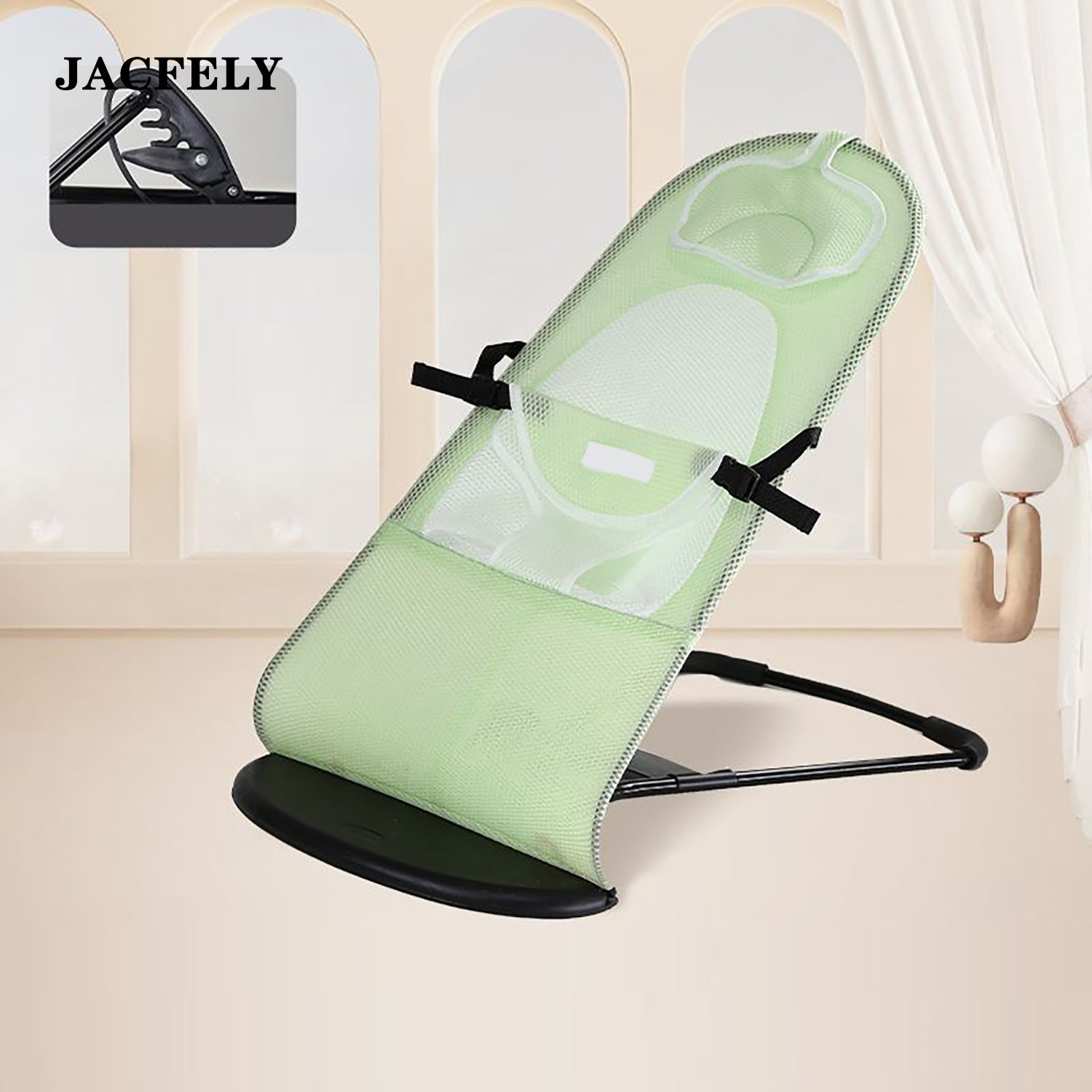 JACFELY Baby Bouncer Rocker, Portable Infant Soothing Chair with Reclining Backrest