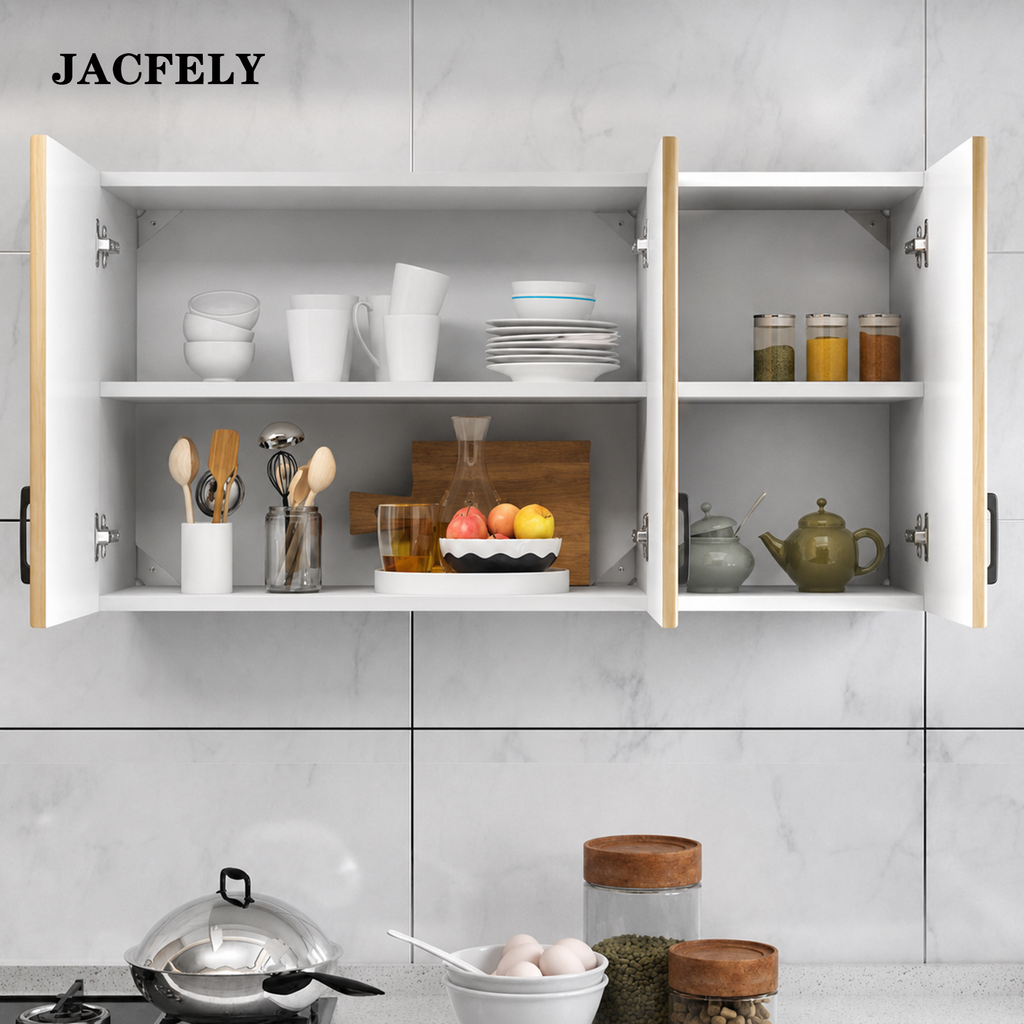 JACFELY Wall Mounted Storage Cabinet, Kitchen Hanging Cabinet with Doors