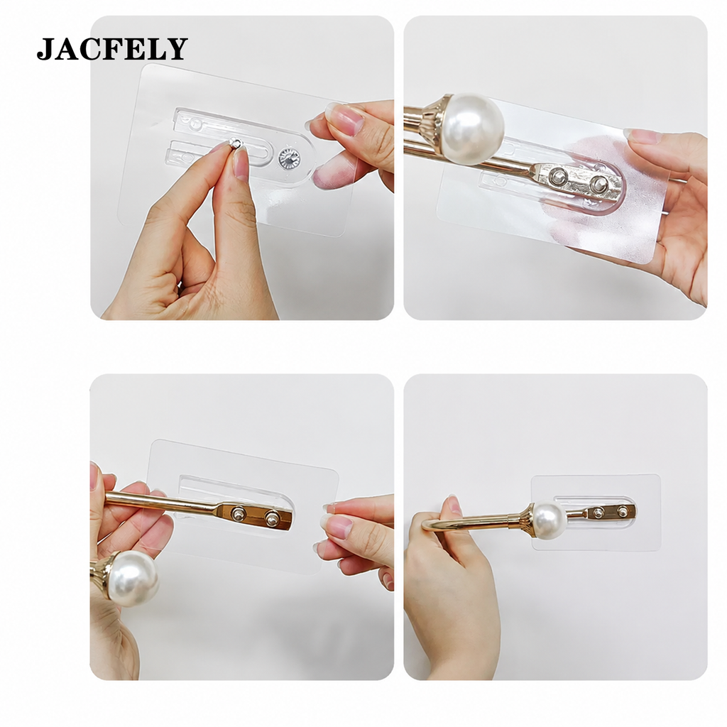 JACFELY 2-Pack No-Drill U-Shaped Pearl Curtain Holdback Hooks, Zinc Alloy Drapery Tieback Hooks for Window Curtain Storage