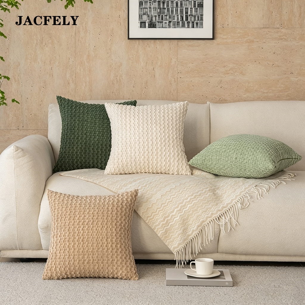 JACFELY Cushions, Solid Color Bubble Texture Decorative Throw Pillow