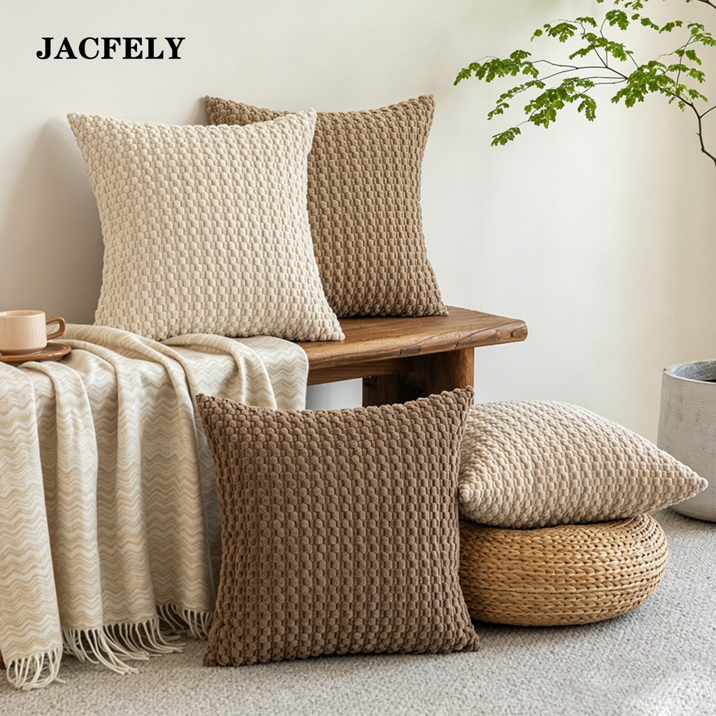 JACFELY Cushions, Solid Color Bubble Texture Decorative Throw Pillow
