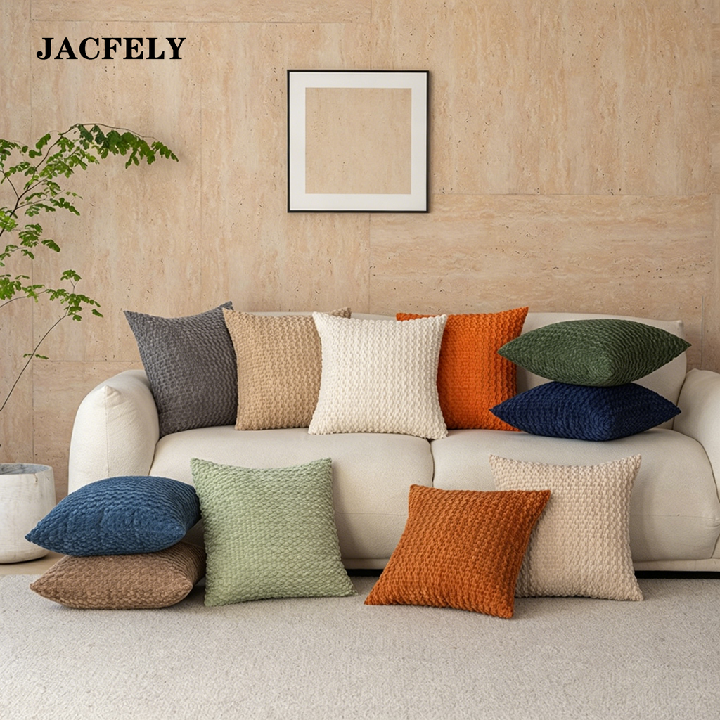 JACFELY Cushions, Solid Color Bubble Texture Decorative Throw Pillow