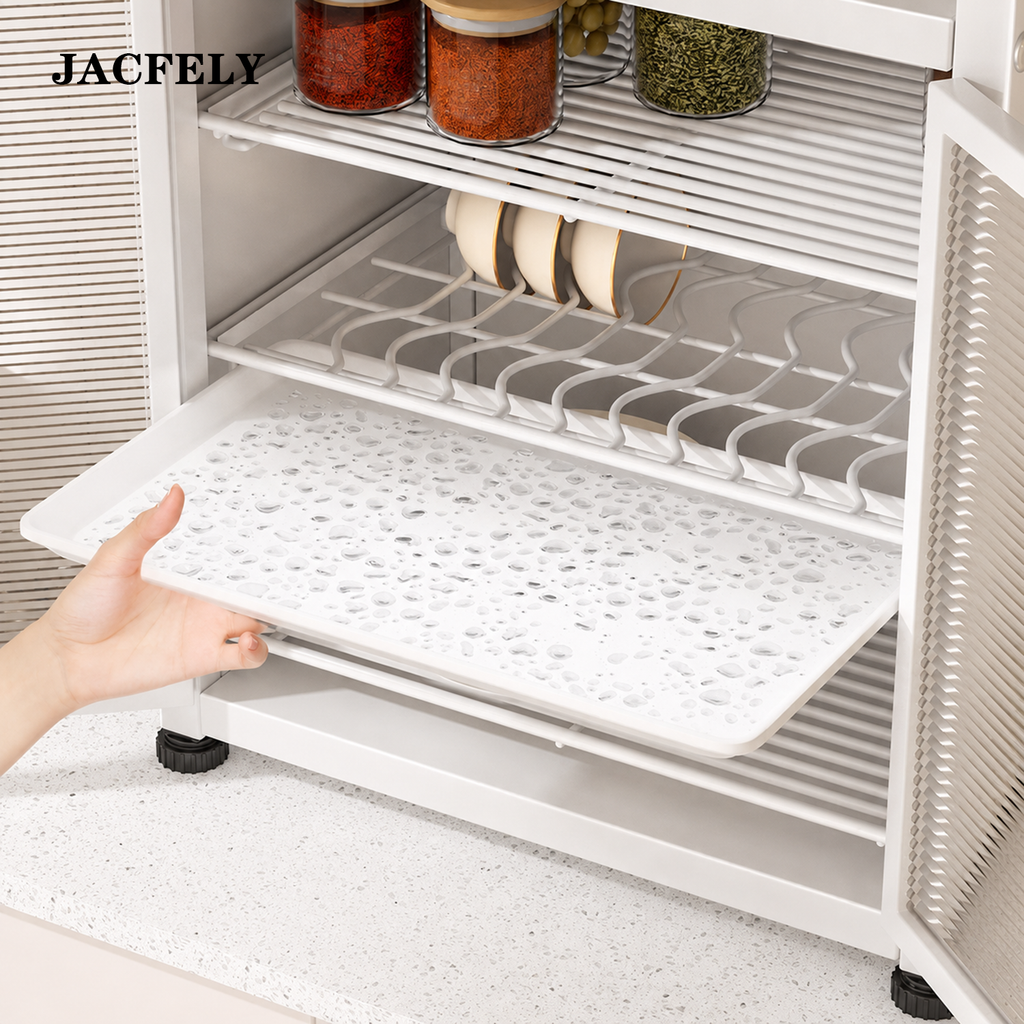 JACFELY Dish Cabinet, Kitchen Dish Storage Cabinet for Plates, Bowls, Cups and Tableware Organization