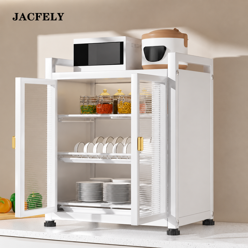 JACFELY Dish Cabinet, Kitchen Dish Storage Cabinet for Plates, Bowls, Cups and Tableware Organization