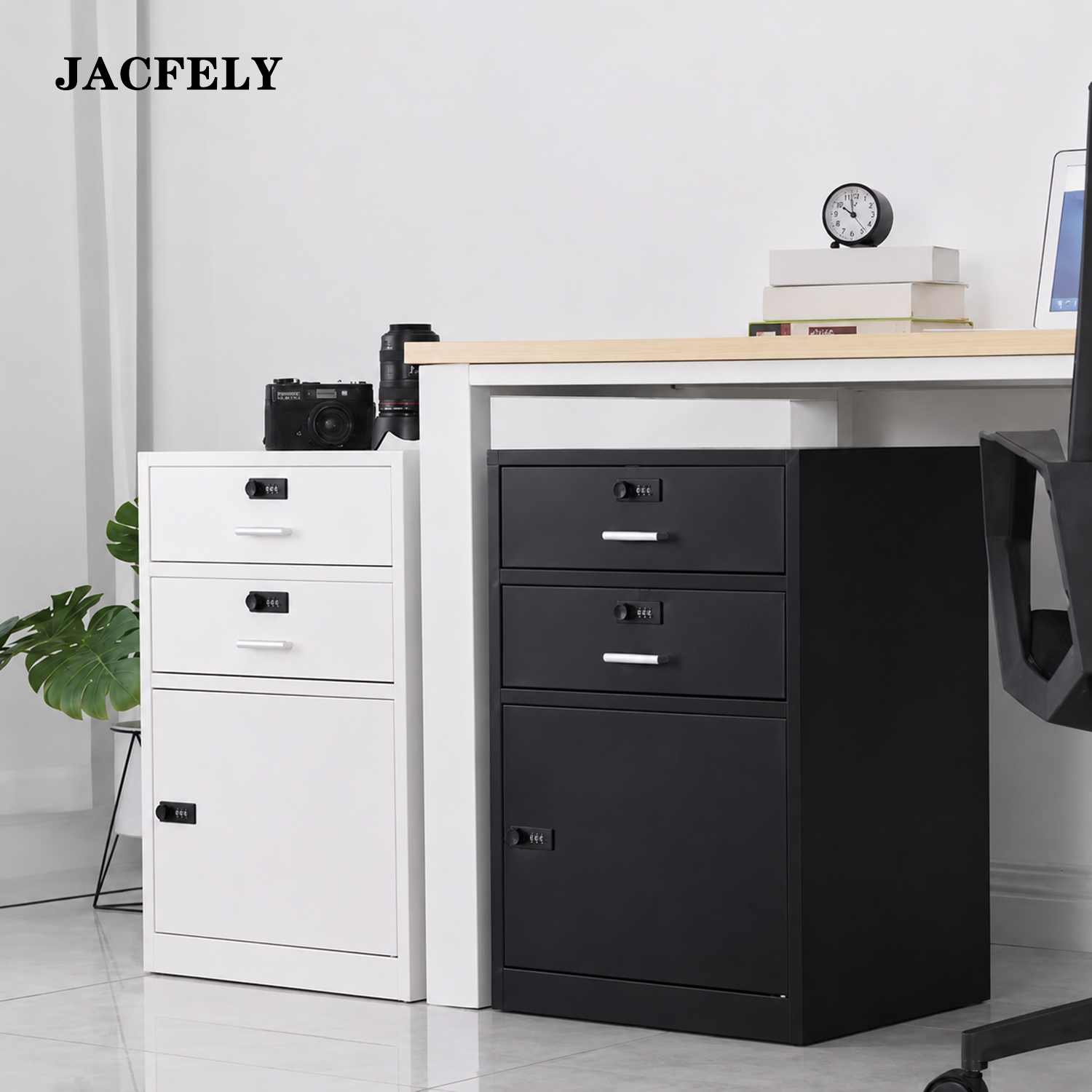 JACFELY Filing Cabinets, Lockable Mobile File Cabinet with Drawers