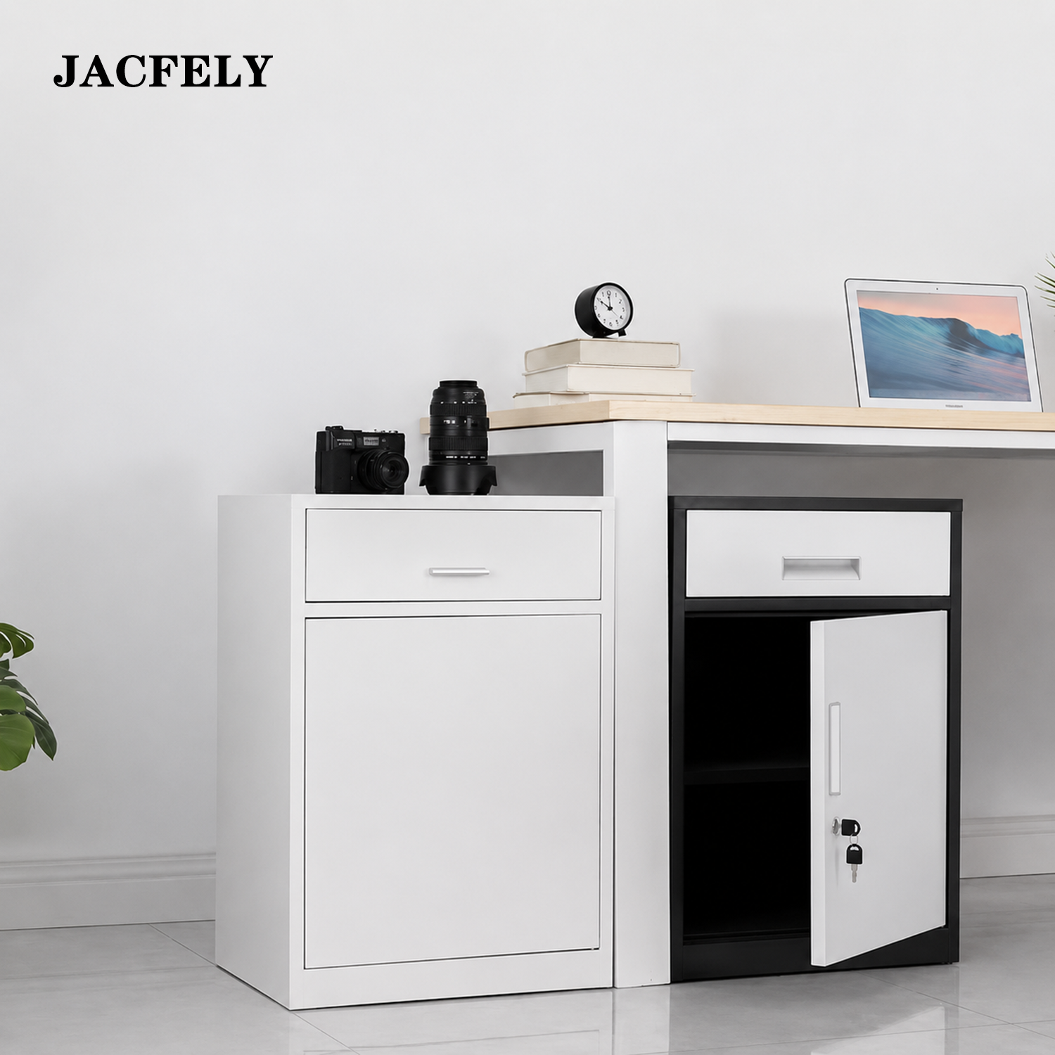 JACFELY Filing Cabinets, Lockable Mobile File Cabinet with Drawers