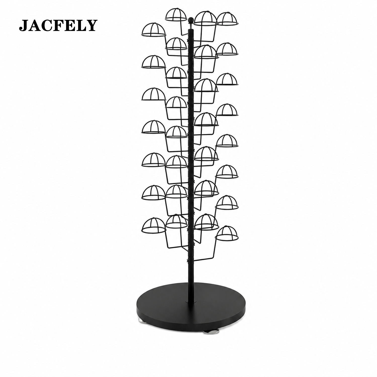 JACFELY Hat Racks with Wheels, Freestanding Metal Hat Display Stand