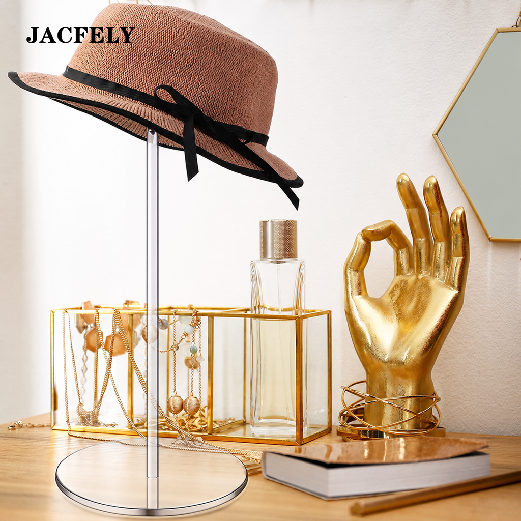 JACFELY Hat stands 2 Pack, Clear Acrylic Hat Display Stands, Transparent Hat Organizer Holder