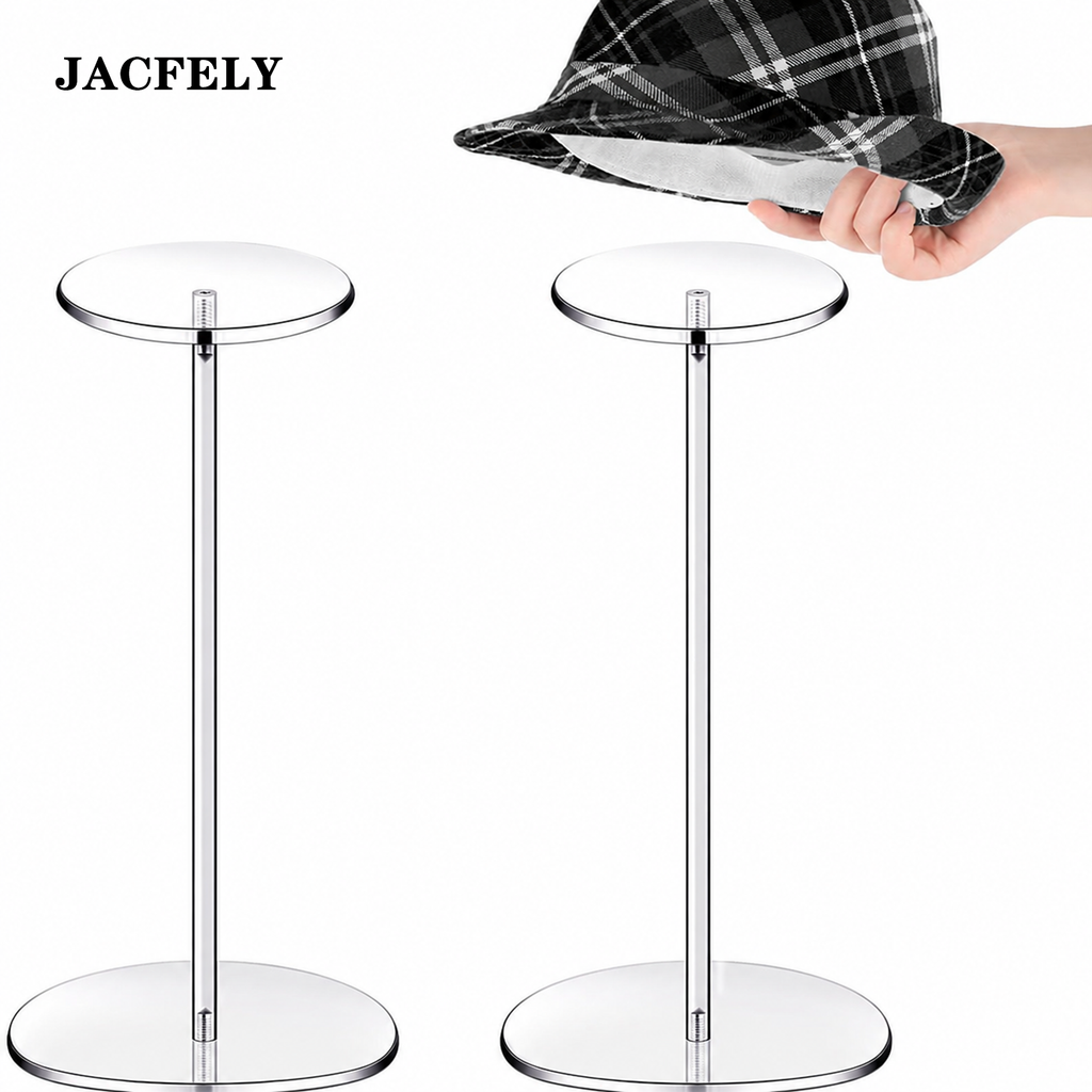 JACFELY Hat stands 2 Pack, Clear Acrylic Hat Display Stands, Transparent Hat Organizer Holder