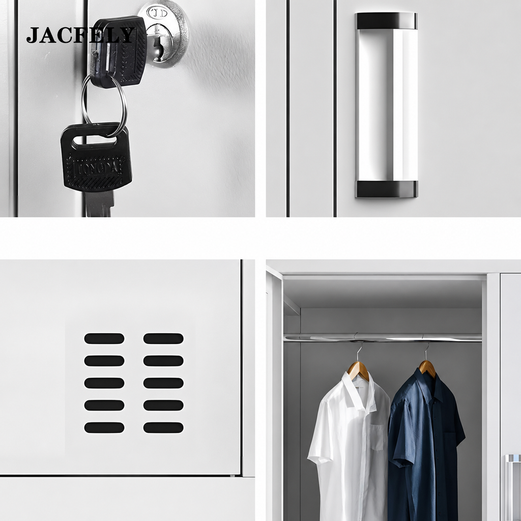 JACFELY Storage Cabinets with Lock, 6-Door Metal Locker Cabinet,Freestanding Metal Locker