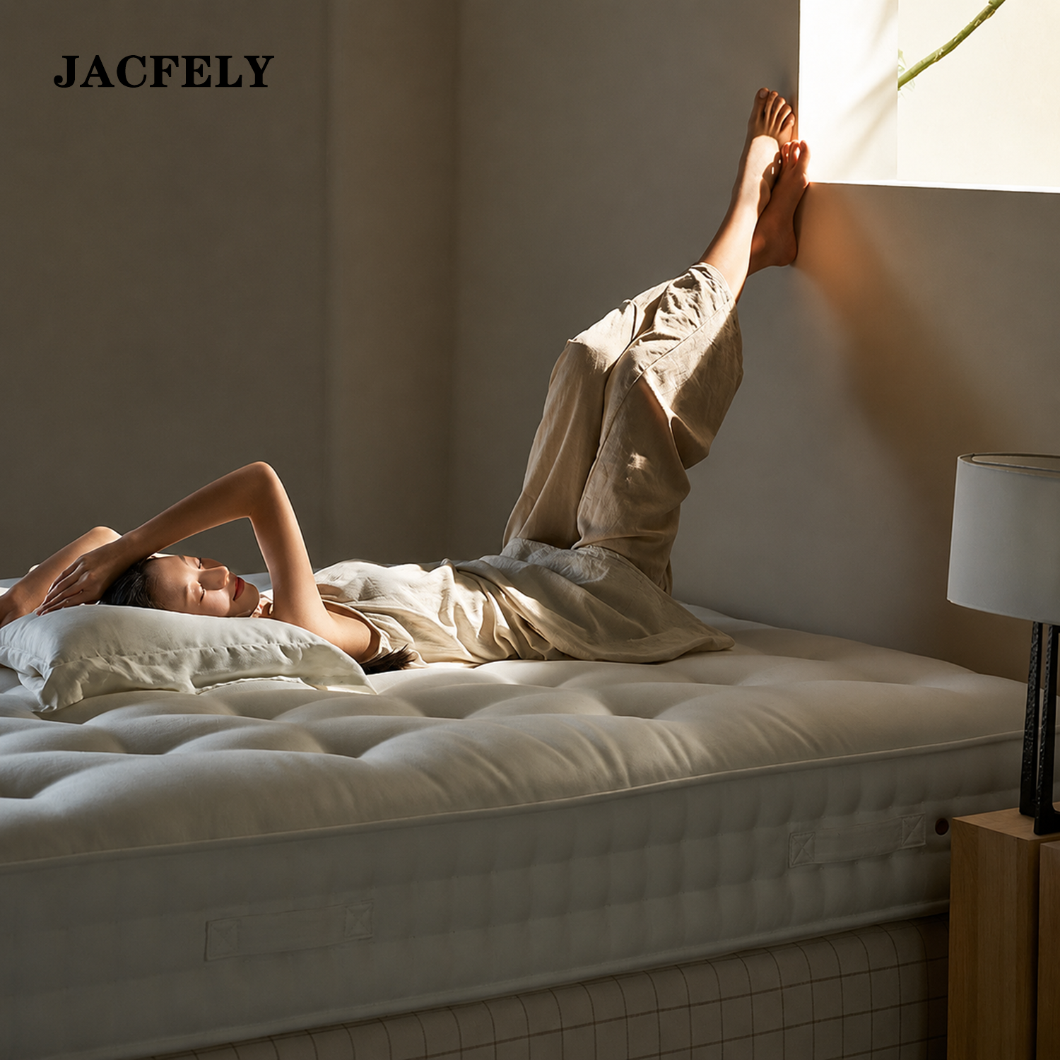 JACFELY180 x 200 cm Mattress, 26 cm Thick Pocket Mattress, Medium Firm Breathable Mattress