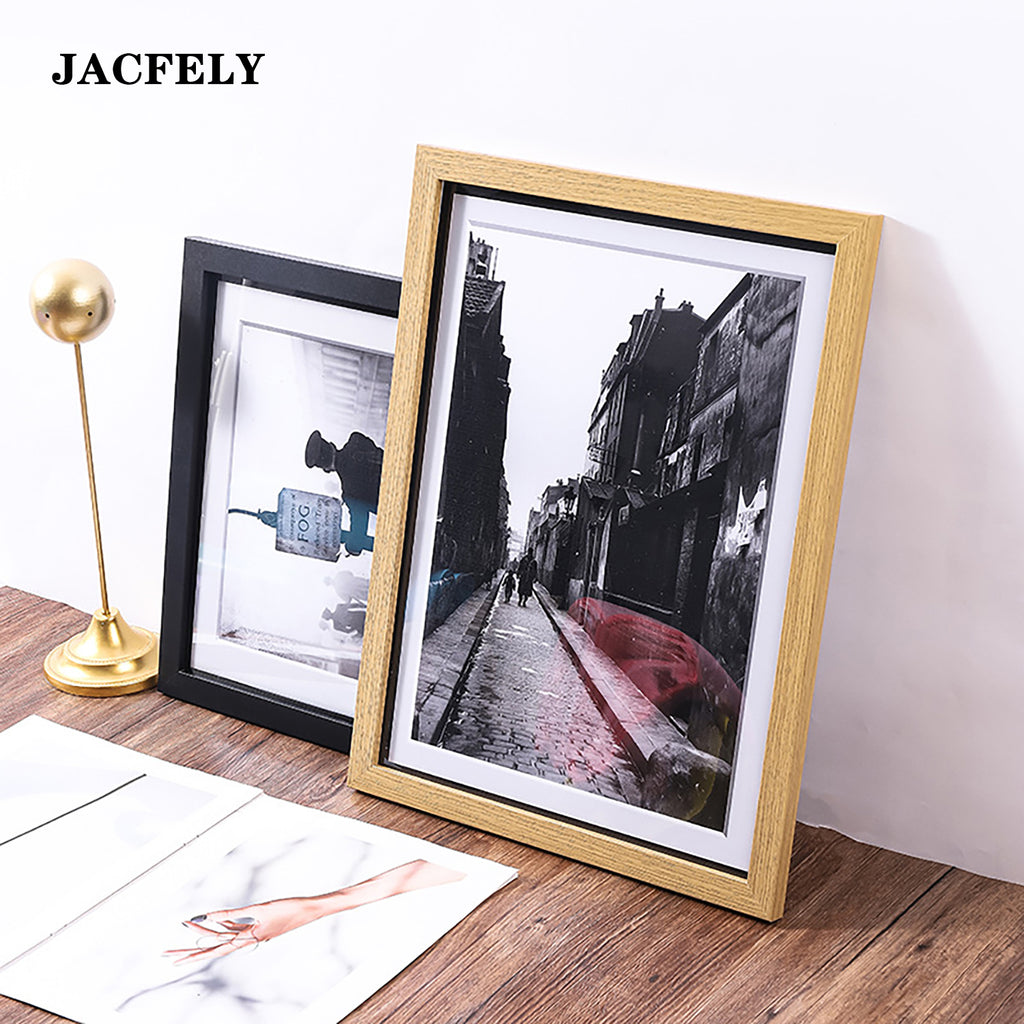 JACFELY Wood Picture Frames, Wall Mount and Tabletop Photo Frame, Poster Display Frame for Photos, Artwork, Prints and Home Decor