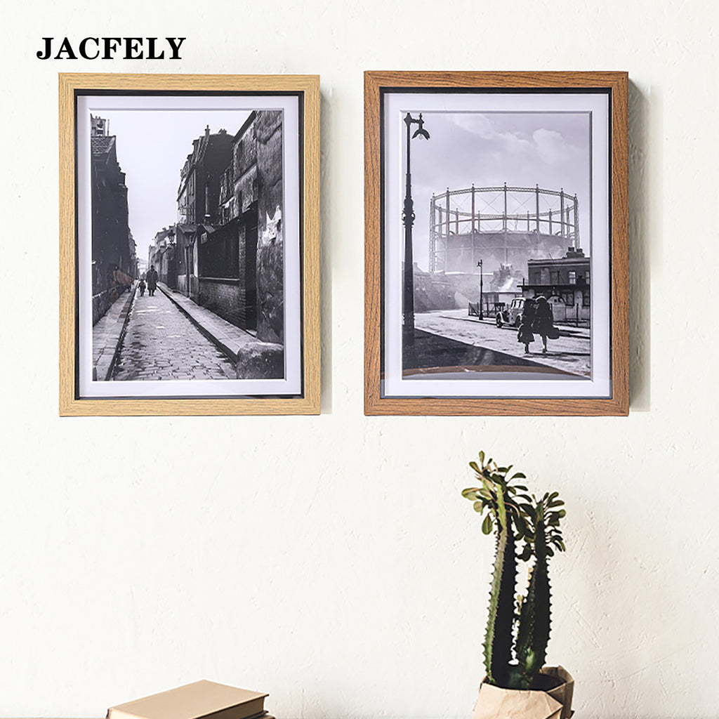 JACFELY Wood Picture Frames, Wall Mount and Tabletop Photo Frame, Poster Display Frame for Photos, Artwork, Prints and Home Decor